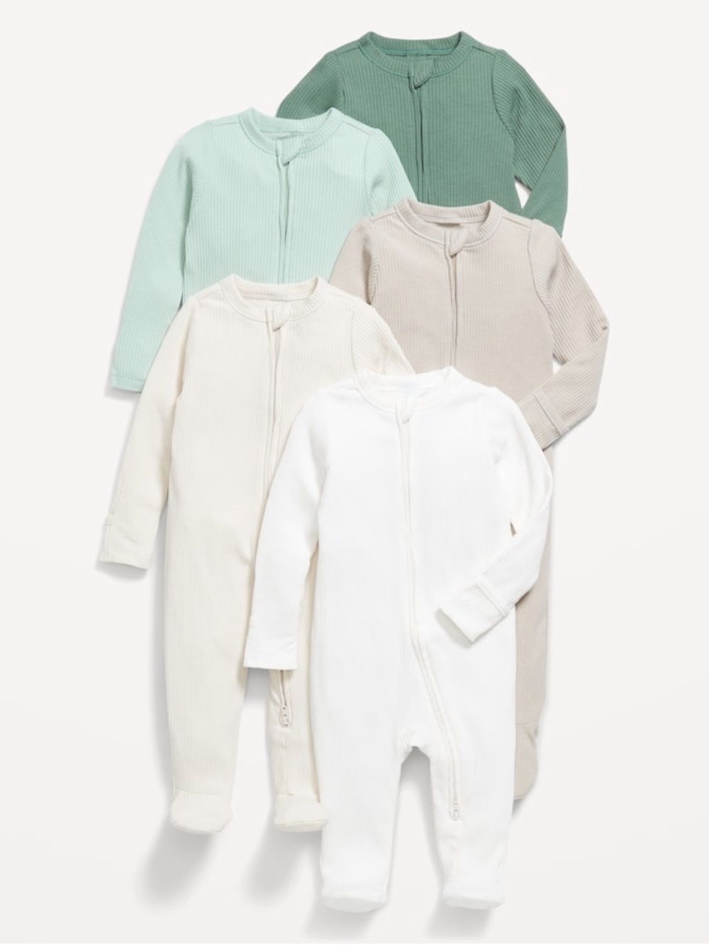 Old Navy 2-Way-Zip Sleep & Play Footed One-Piece 5-Pack for Baby 0-3M